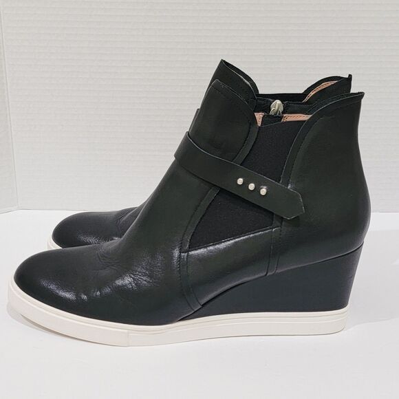 Linea Paolo Freshton Womens High Top Sneaker Size 12 M Black Leather Wedge Boots - Picture 5 of 13